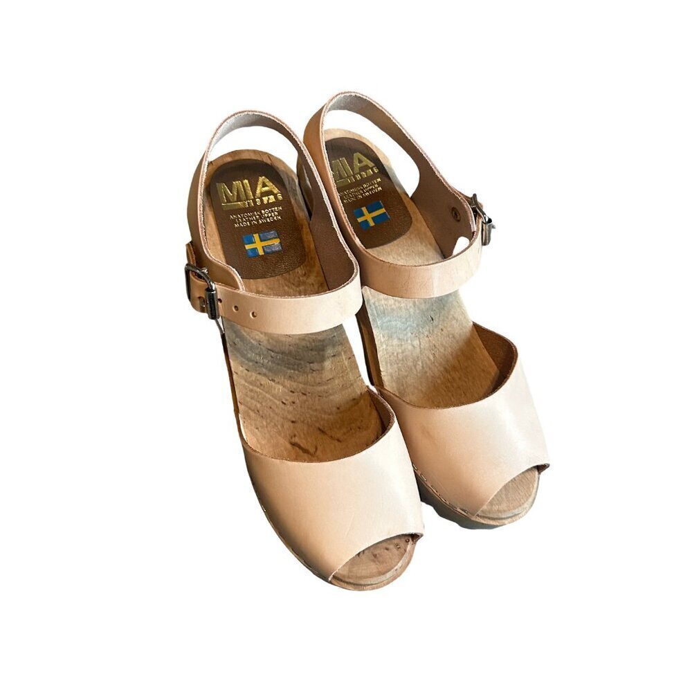 Mia Greta Open-Toe Clogs Mules Sandals Natural Light Beige Size 41 NIB NEW - Picture 8 of 15